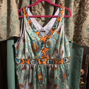 Silky Baby doll top. Apron style tie back. 26W